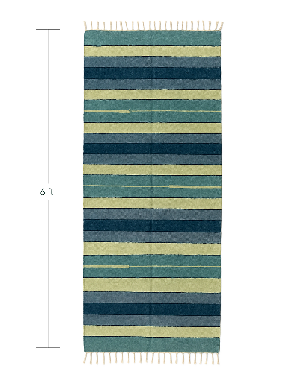 Handwoven Cotton Rug – Blue & Olive Stripes | 100% Cotton