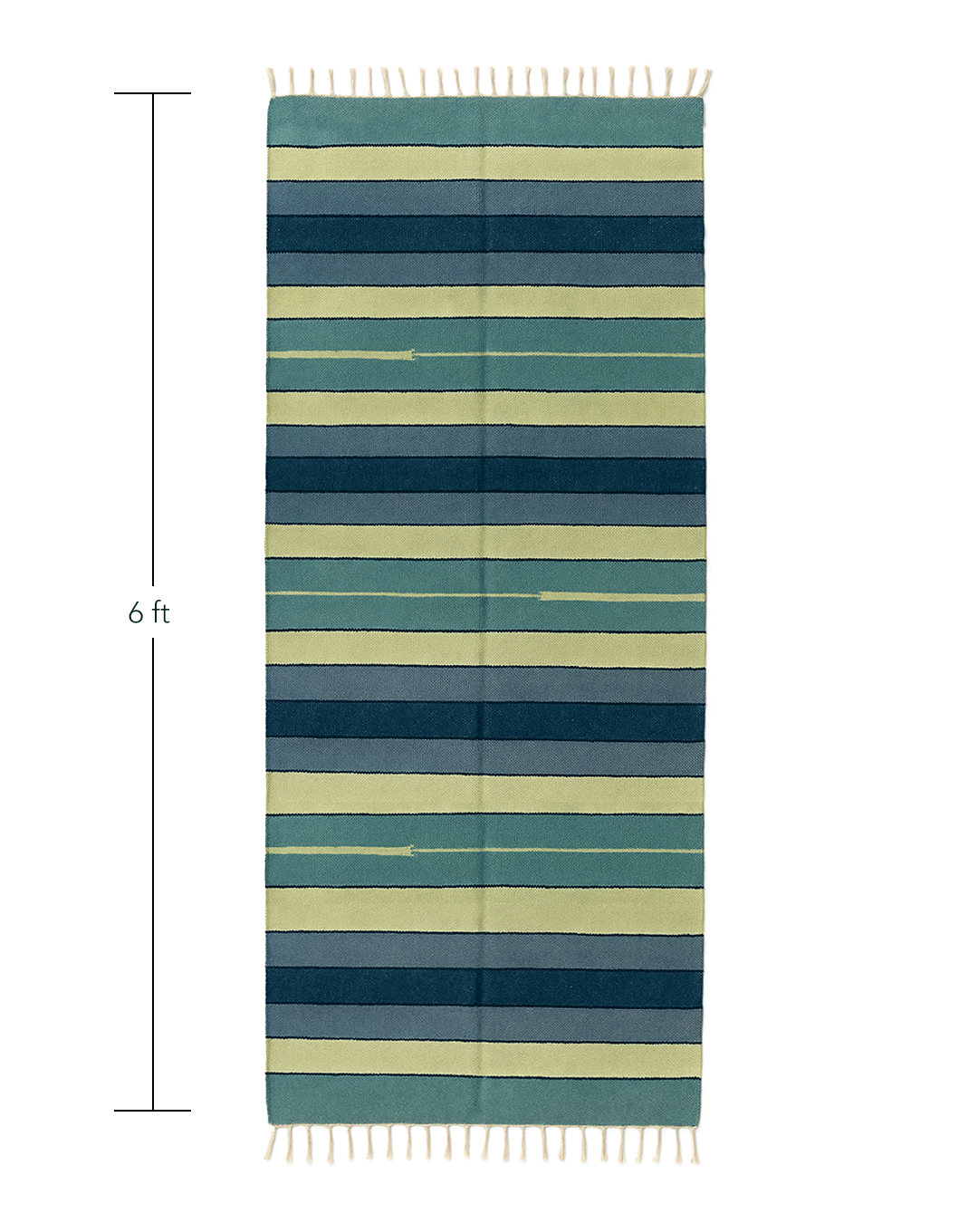 Handwoven Cotton Rug – Blue & Olive Stripes | 100% Cotton