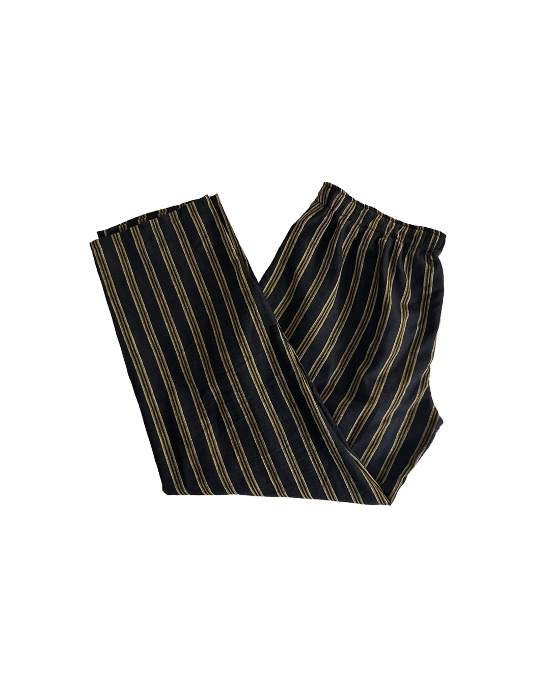 Black & Yellow Stripe Trousers – Relaxed Fit in Handwoven Cotton