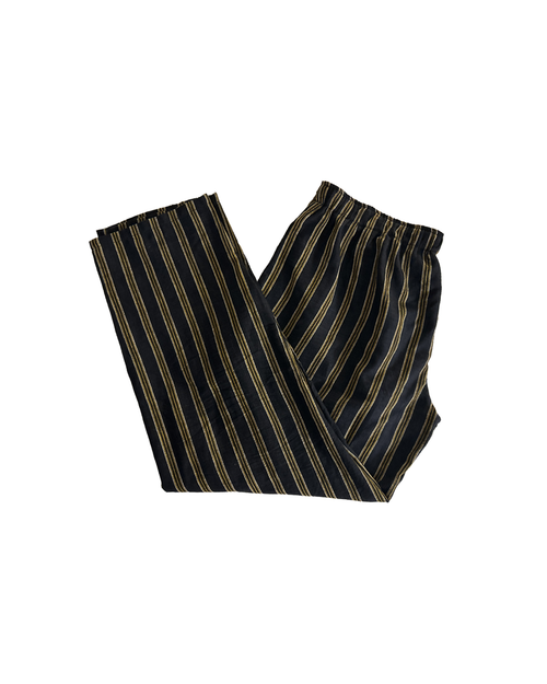 Black & Yellow Stripe Trousers – Relaxed Fit in Handwoven Cotton