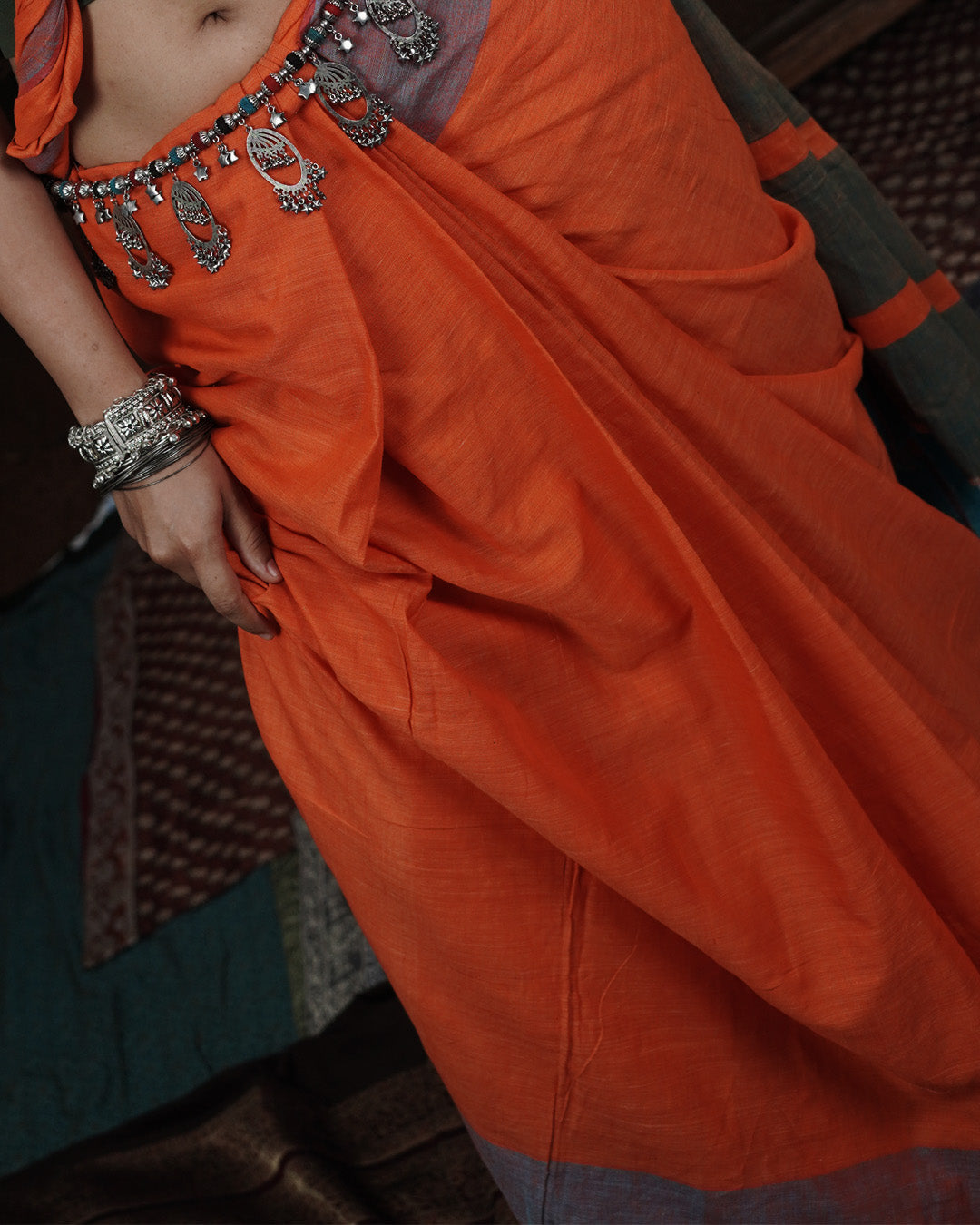 Coastal Ember Handwoven Saree