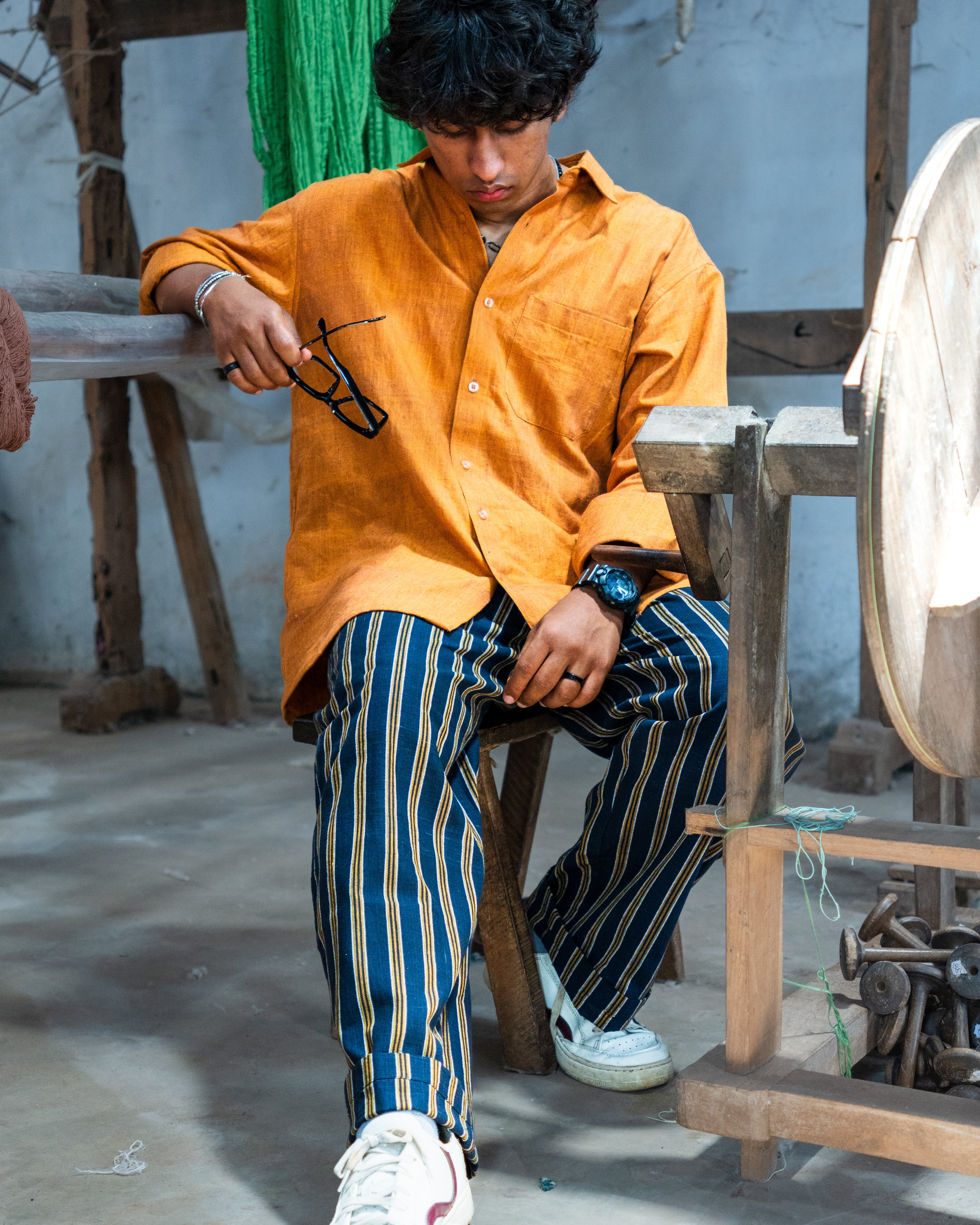 Amber & Midnight Handwoven Co-ord Set – 100% Cotton, Made With Love