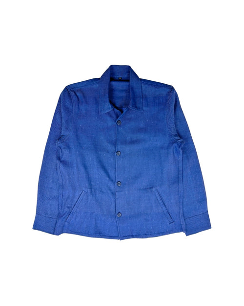 Handwoven Cotton Overshirt – Indigo Blue