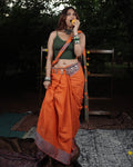 Coastal Ember Handwoven Saree - Kaaro - handwoven cotton - sustainable - ethical