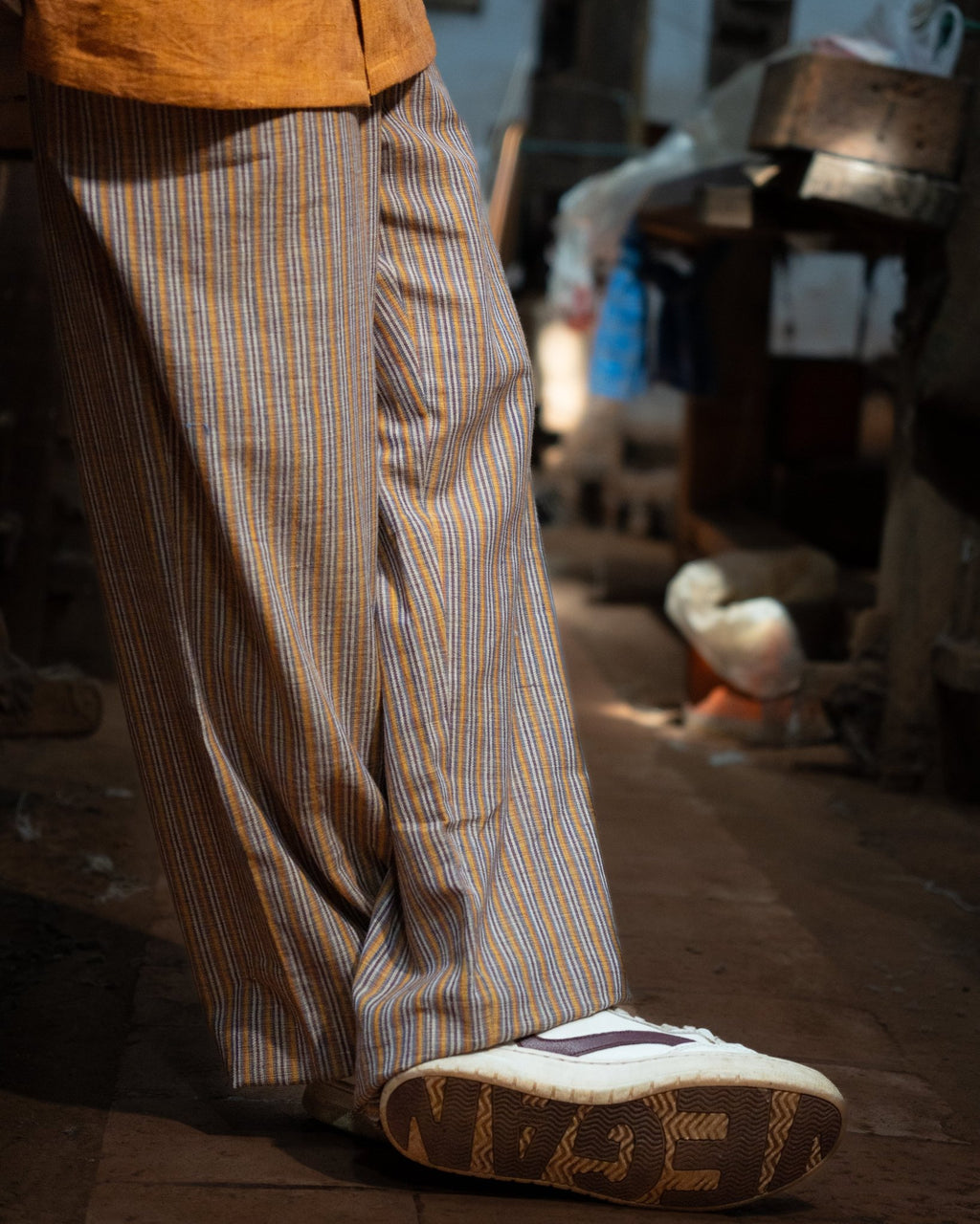 Dusk Striped Handwoven Trousers – Relaxed Fit - Kaaro - handwoven cotton - sustainable - ethical