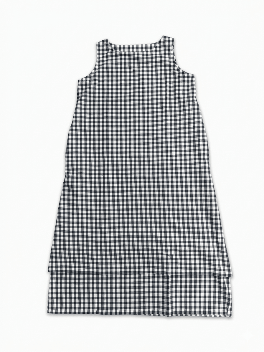 Grey Check Dress in Handloom Cotton - Kaaro - handwoven cotton - sustainable - ethical