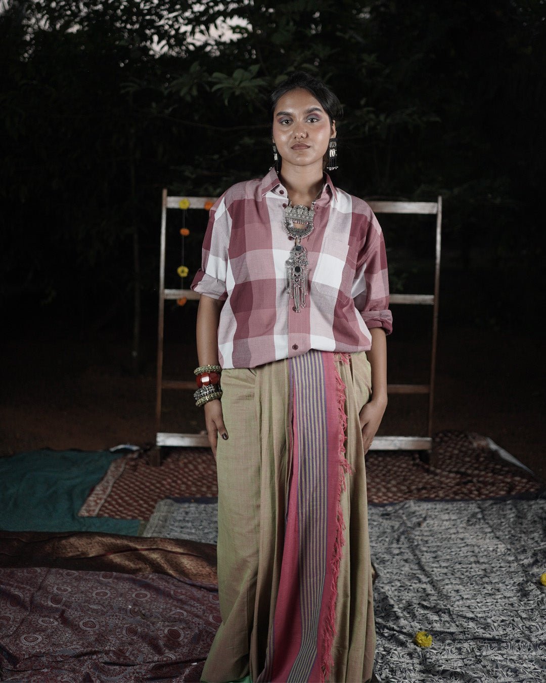 Grounded Rose Handwoven Saree - Kaaro - handwoven cotton - sustainable - ethical