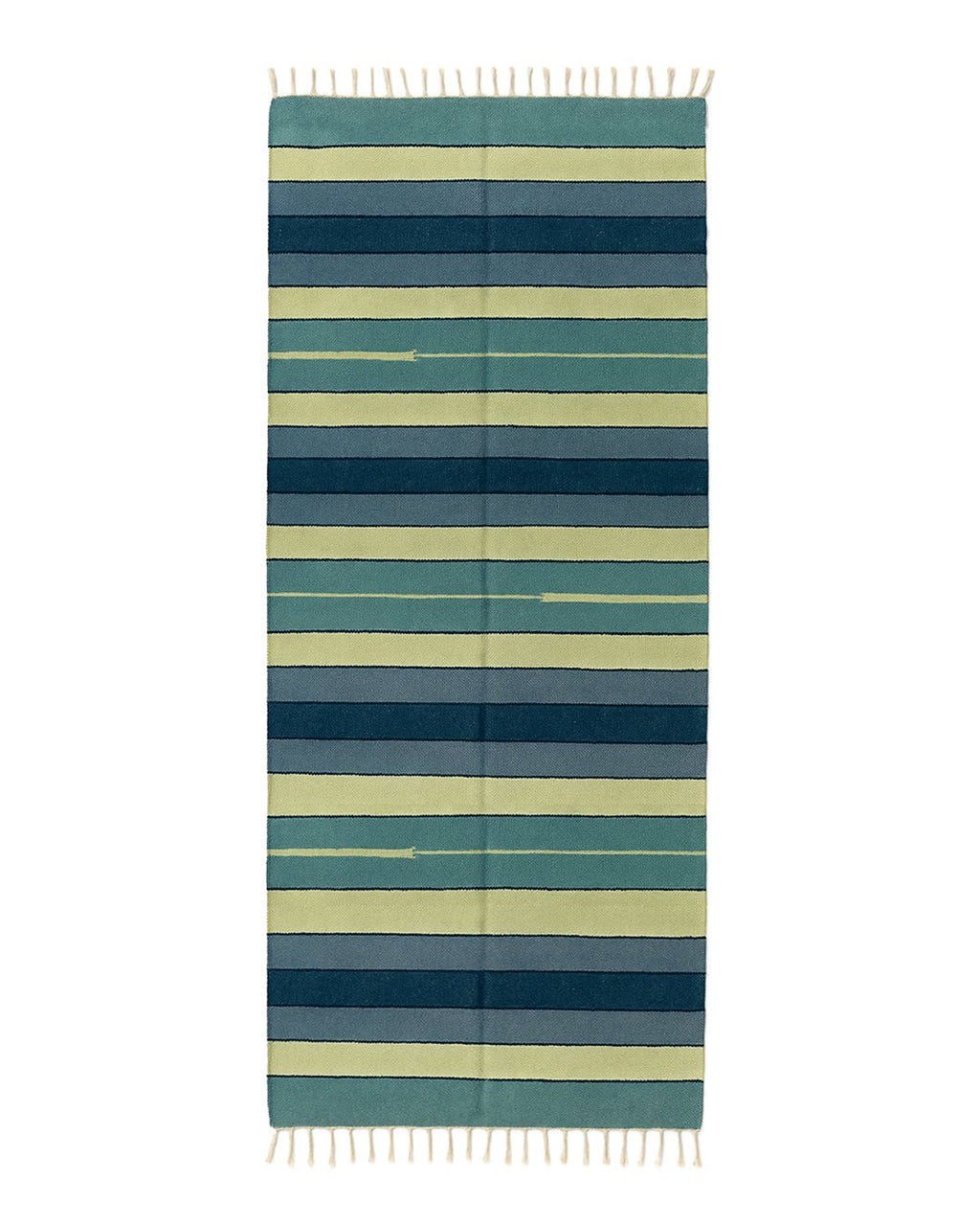 Handwoven Cotton Rug – Blue & Olive Stripes | 100% Cotton - Kaaro - handwoven cotton - sustainable - ethical