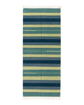 Handwoven Cotton Rug – Blue & Olive Stripes | 100% Cotton - Kaaro - handwoven cotton - sustainable - ethical