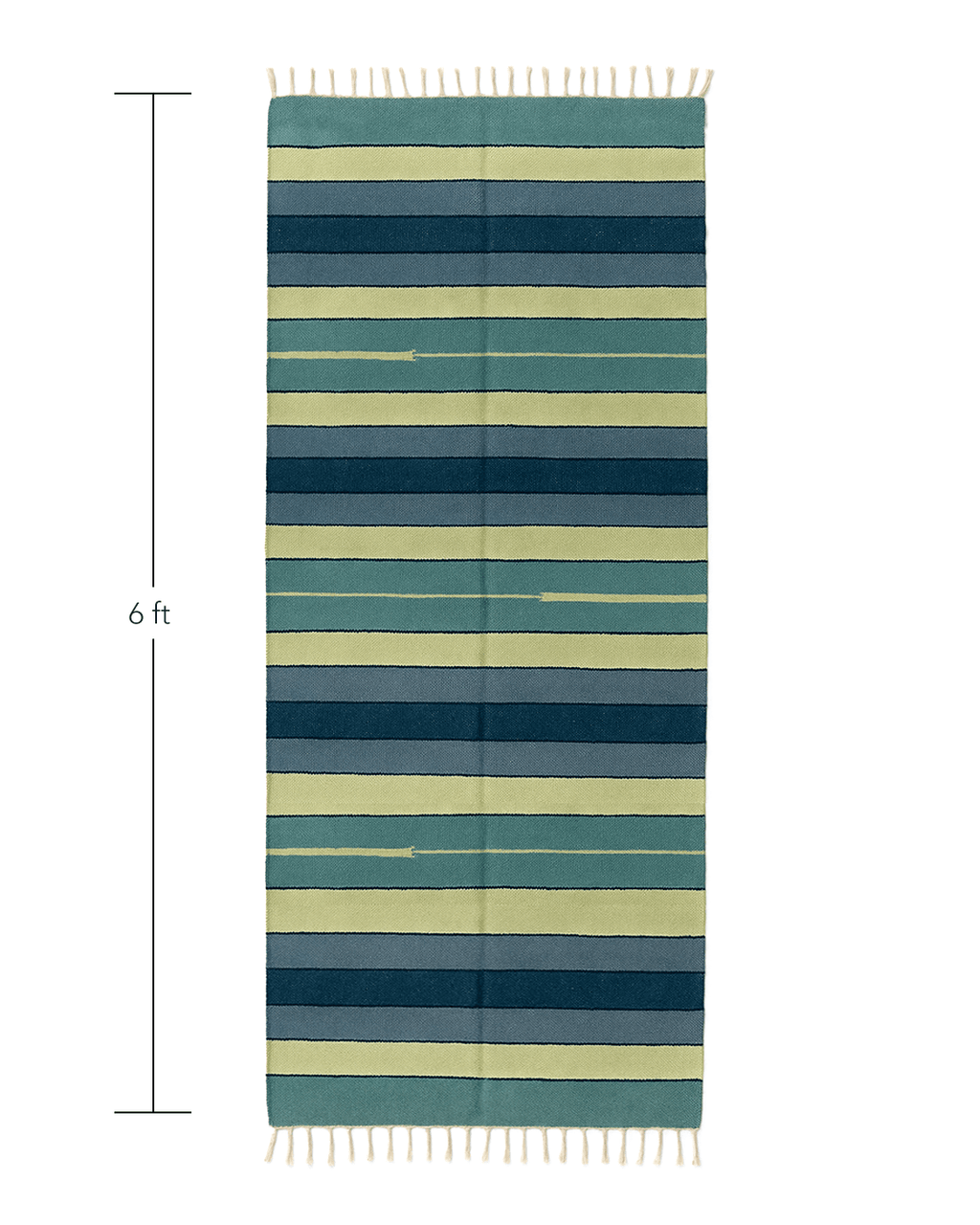 Handwoven Cotton Rug – Blue & Olive Stripes | 100% Cotton - Kaaro - handwoven cotton - sustainable - ethical