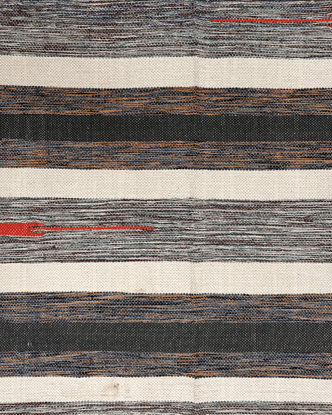 Handwoven Cotton Rug – Earth Stripe with Red Accent | Artisan - Made - Kaaro - handwoven cotton - sustainable - ethical