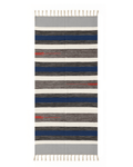 Handwoven Cotton Rug – Indigo, Grey & Cream Stripes with Red Accent | Artisan Made - Kaaro - handwoven cotton - sustainable - ethical