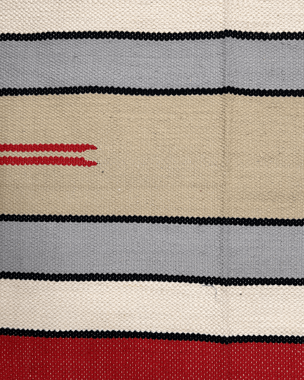 Handwoven Cotton Rug – Red, Olive & Beige Stripes | Artisan - Made - Kaaro - handwoven cotton - sustainable - ethical