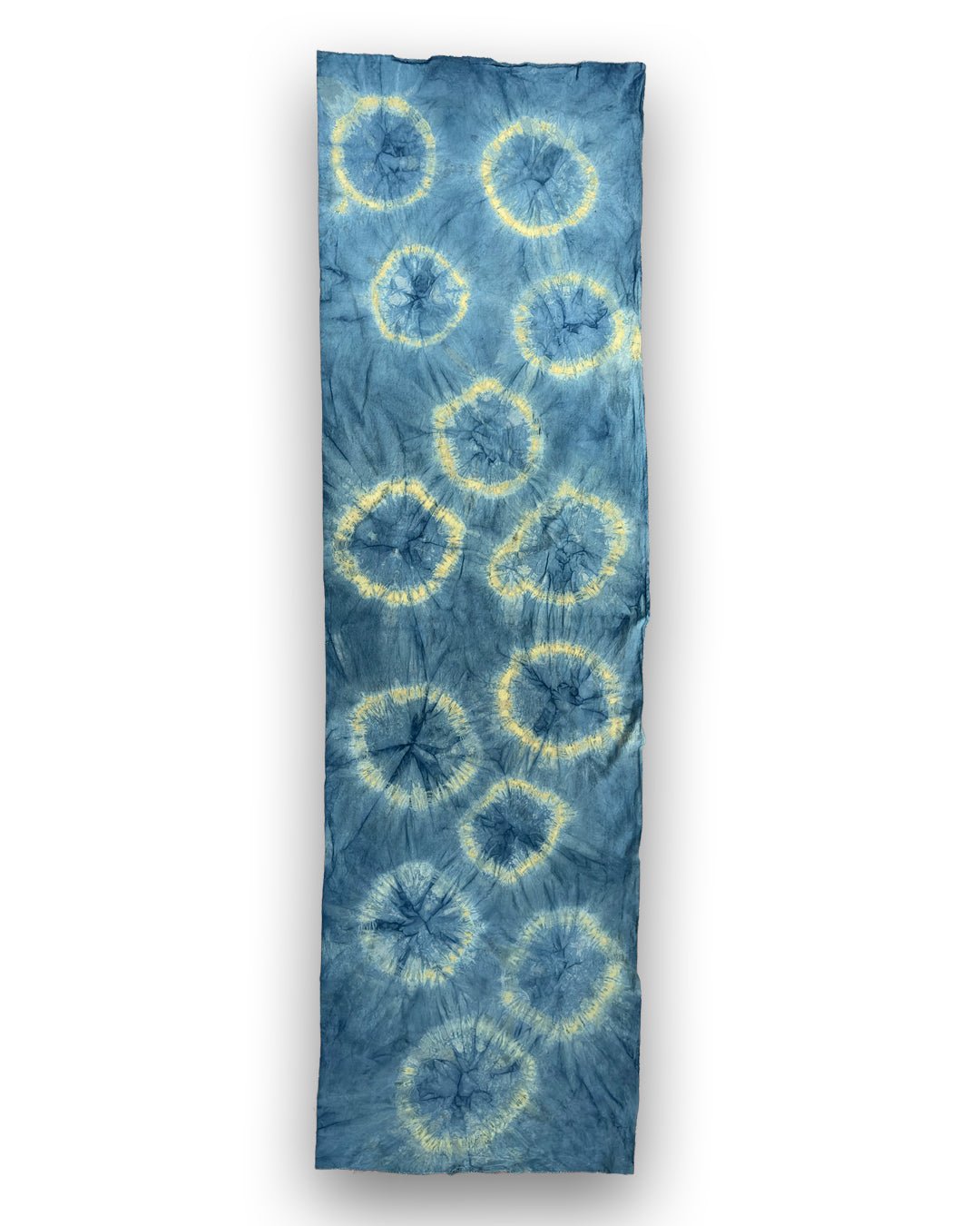 The Shibori Indigo | Circular Pattern Scarf in Organic Indigo on Handwoven Cotton - Kaaro - handwoven cotton - sustainable - ethical