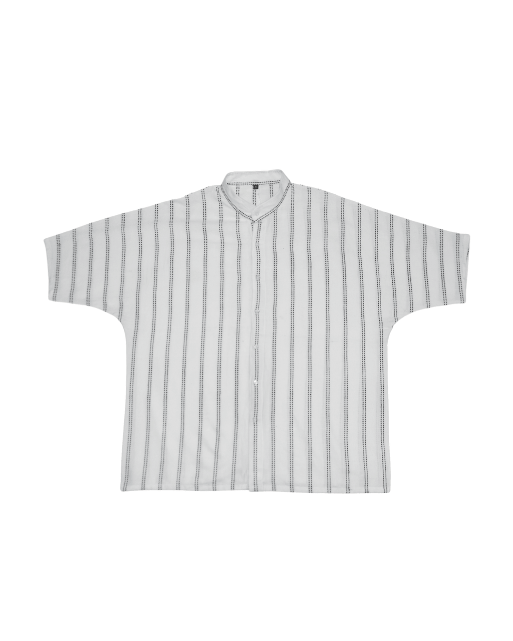 White Handwoven Kimono Shirt – with Dobby Line Embroidery in Black - Kaaro - handwoven cotton - sustainable - ethical