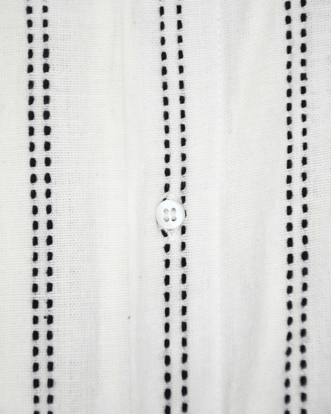White Handwoven Kimono Shirt – with Dobby Line Embroidery in Black - Kaaro - handwoven cotton - sustainable - ethical